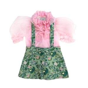 Pink and Green Floral Tulle Set